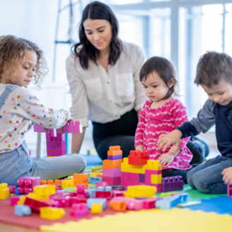 children playing in childcare